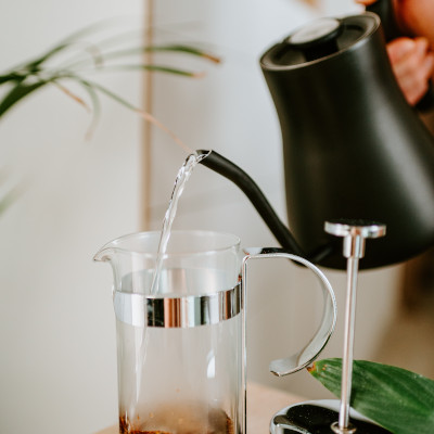 Water being poured into french press